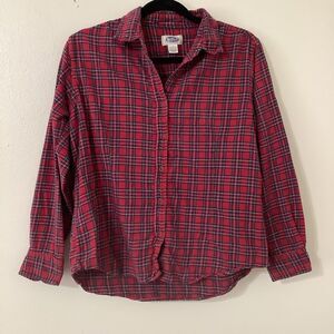 Vintage 90s Red Plaid Outsoorsy Barn Chores Western Cotton Button Up Shirt M